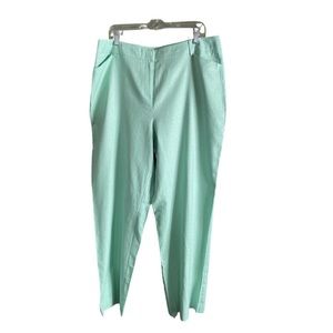 CATO Linen and Rayon blend women size 18W Sea foam green breezy beachy pants.